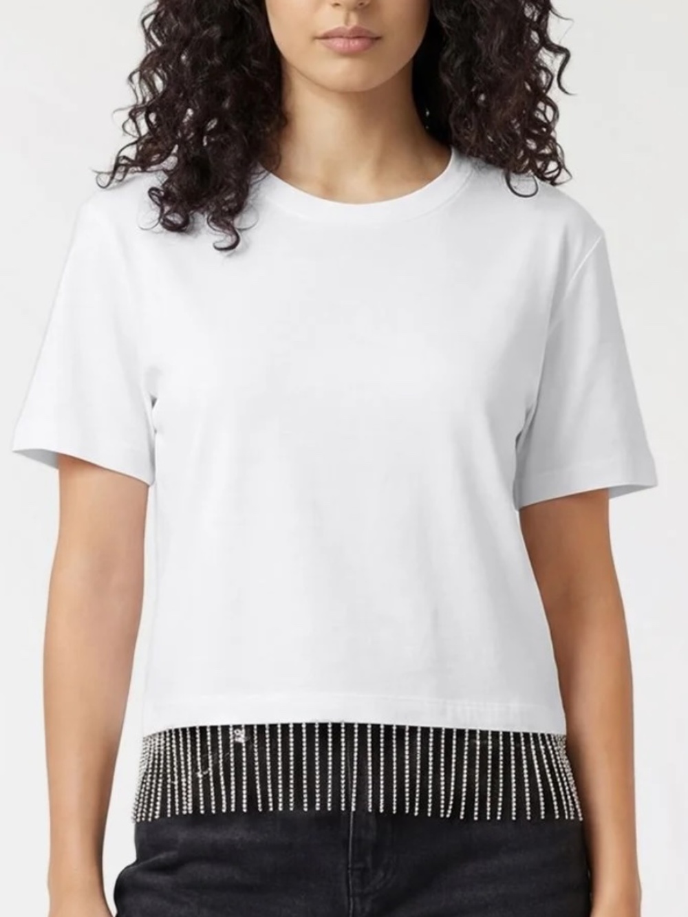 Zara White T-shirt with Sequin Details